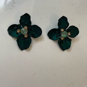 Green Flower Earrings Diamond Center